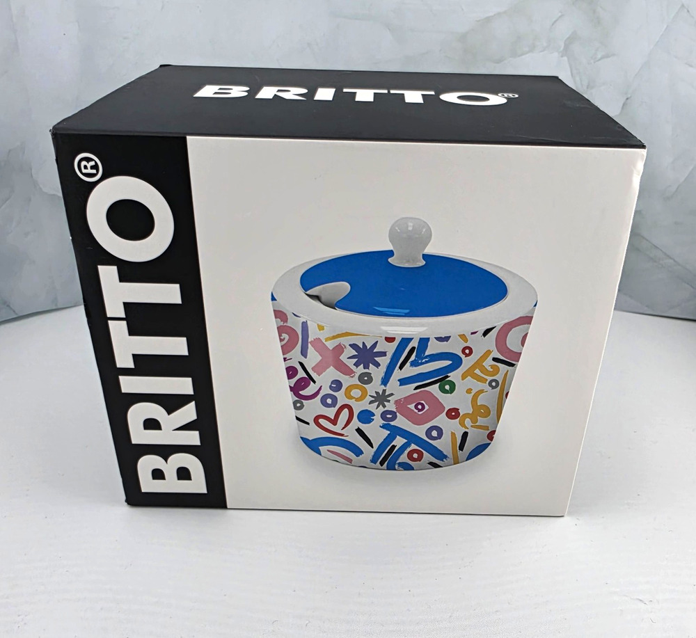 Romero Britto Ceramic Sugar Bowl Lid New Day Collection Pop Art Gift NIB